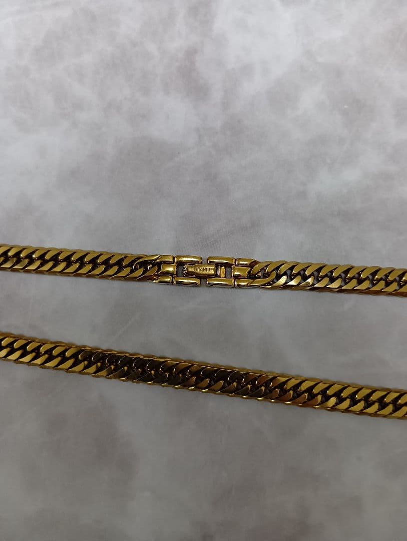 喜平 ネックレス ゴールド チタン ネックレス チェーン 50cm 幅6.5mm