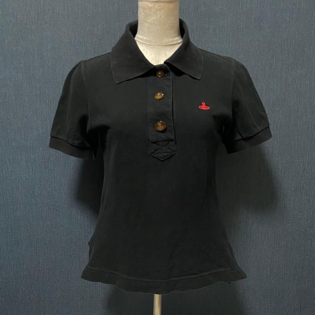 【人気】Vivienne Westwood オーブロゴ ポロシャツ 黒 BC47