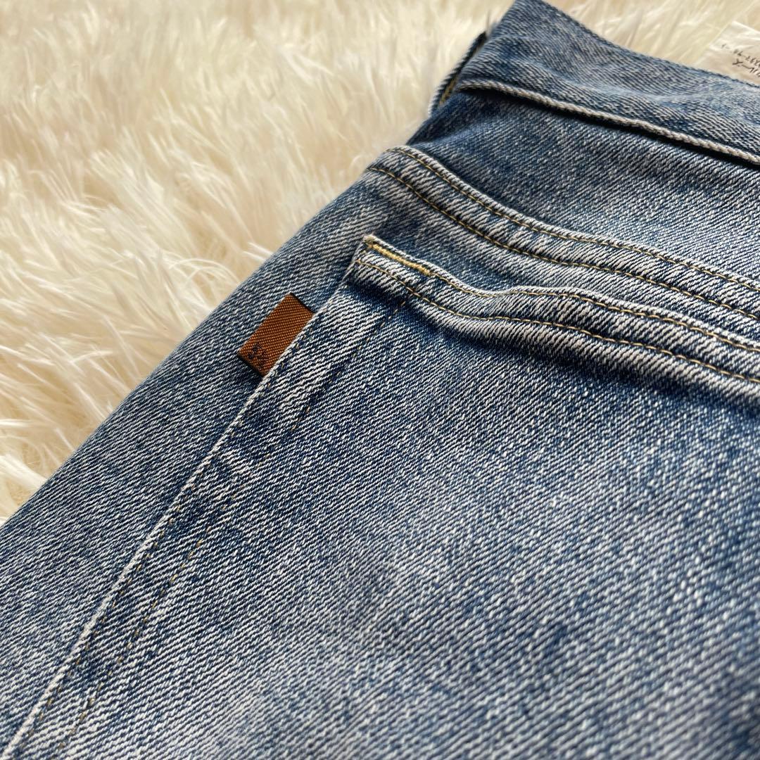 スピックアンドスパン ライトブルー ストレートデニム カットオフ L 51/2