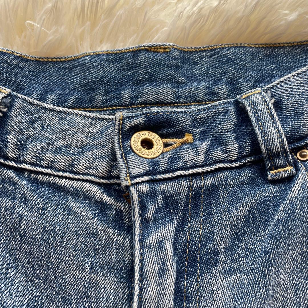スピックアンドスパン ライトブルー ストレートデニム カットオフ L 51/2