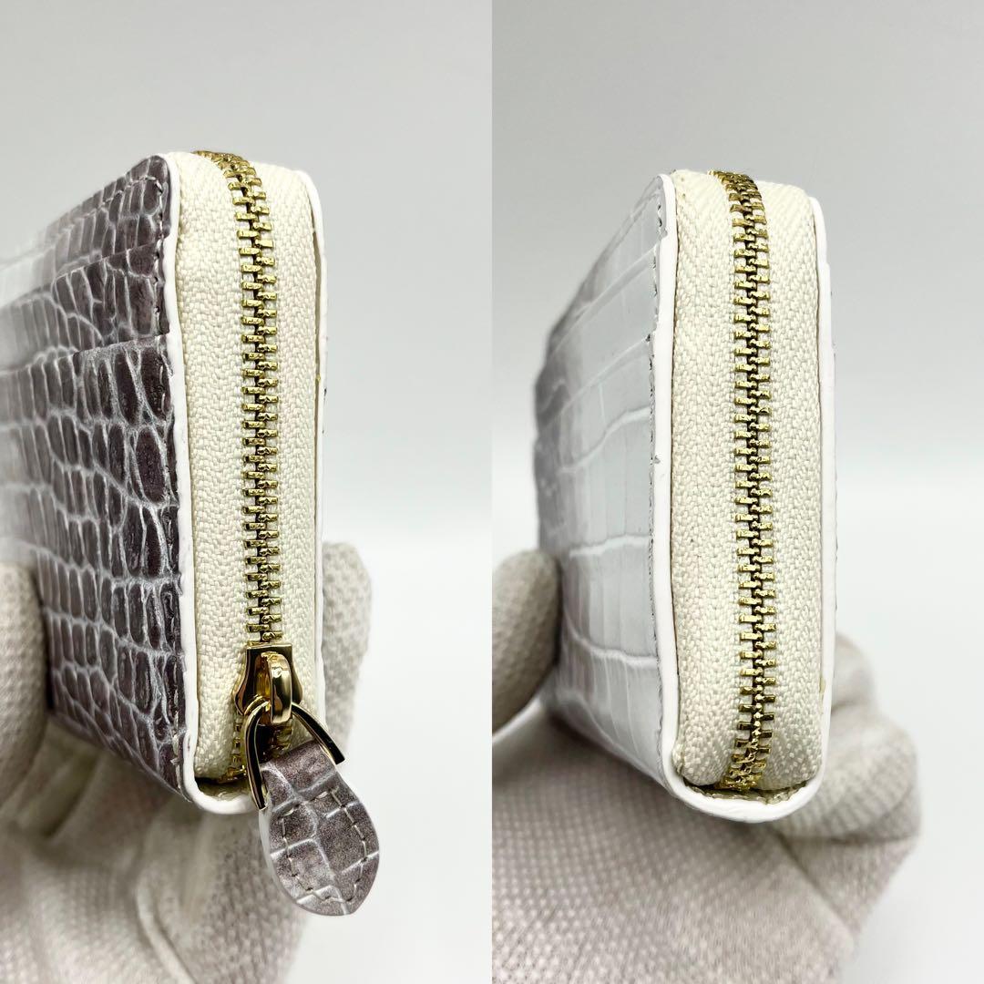 【未使用】RODANIA 折り財布　クロコ型押し　ラウンドジップ　ミニ　ヒマラヤ