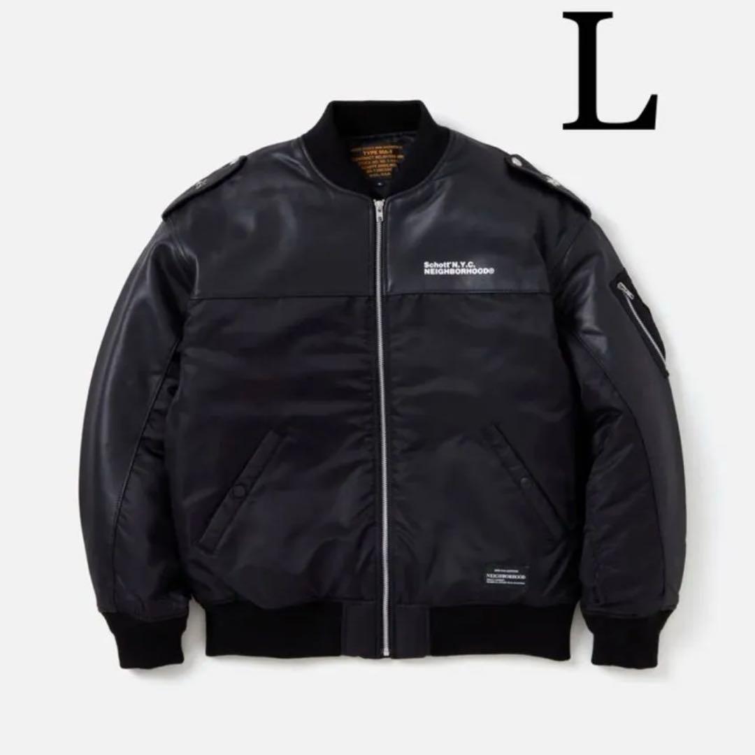 ネイバーフッド×Schott MA-1ジャケットブラック　　Lサイズ