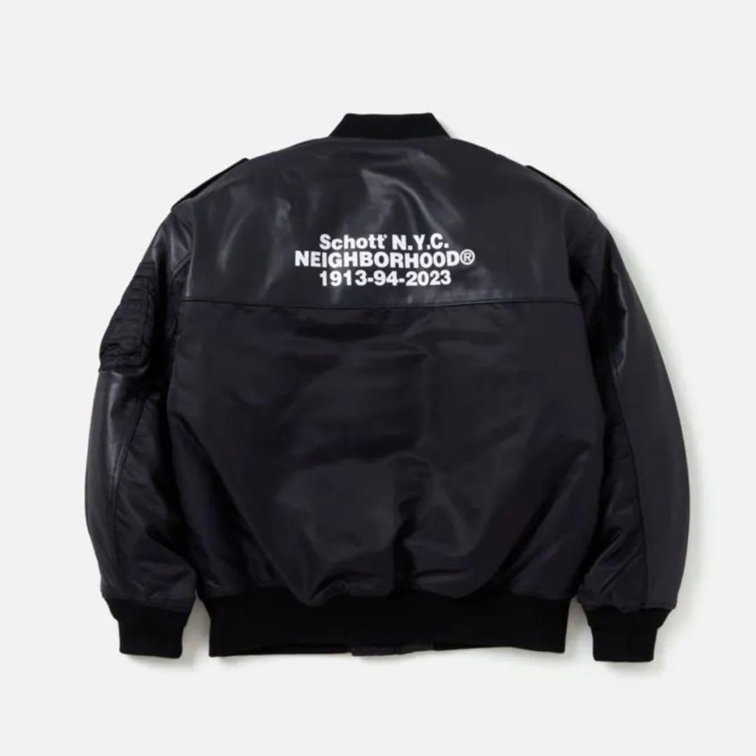 ネイバーフッド×Schott MA-1ジャケットブラック　　Lサイズ