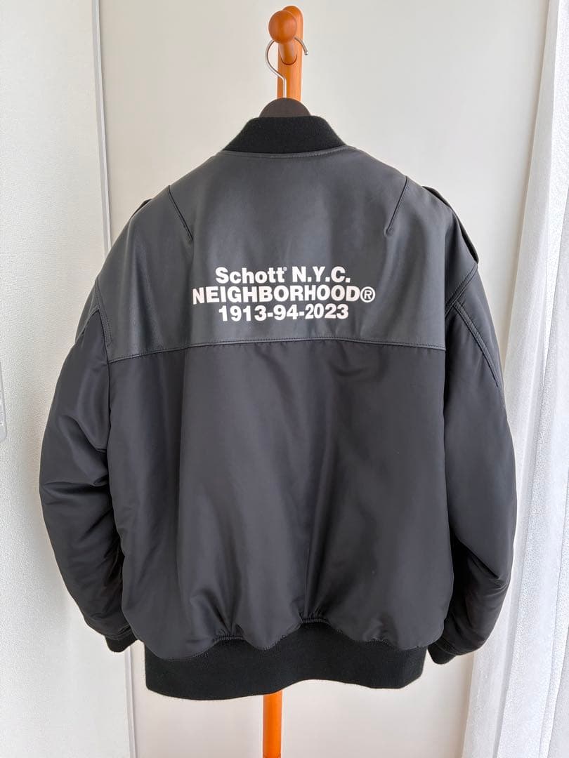 ネイバーフッド×Schott MA-1ジャケットブラック　　Lサイズ