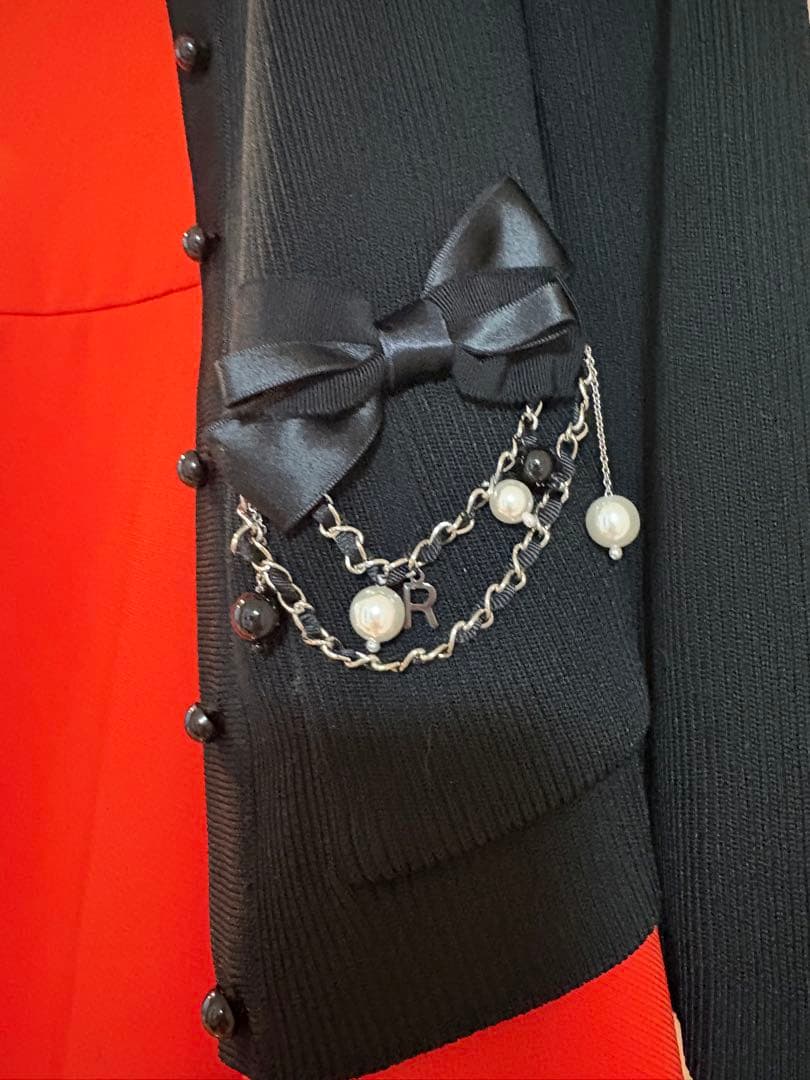 ルネ Rene 黒 リボンカーディガン38おまけオレンジワンピース