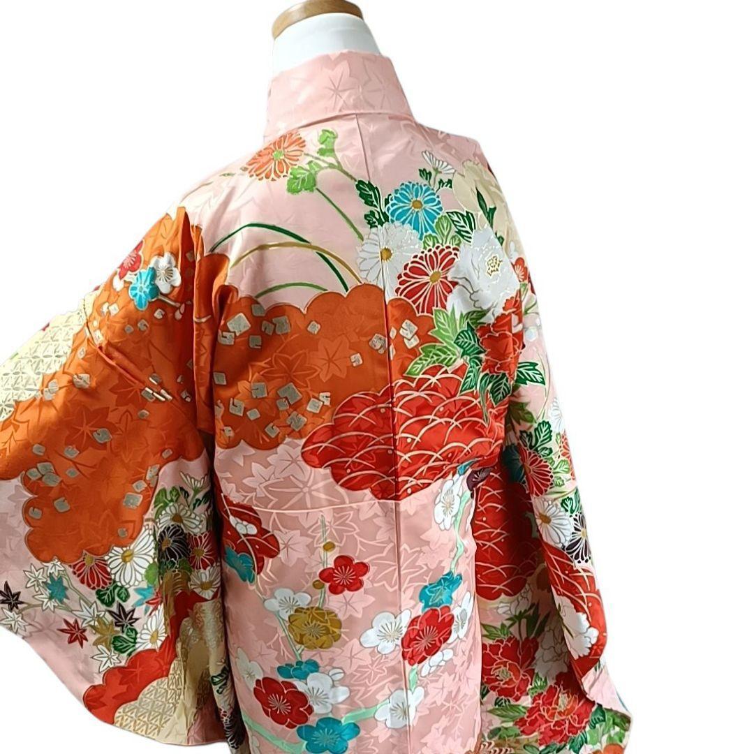 M*a様 W103 着物 袷 振袖 化繊 洗える着物 花 ピンク