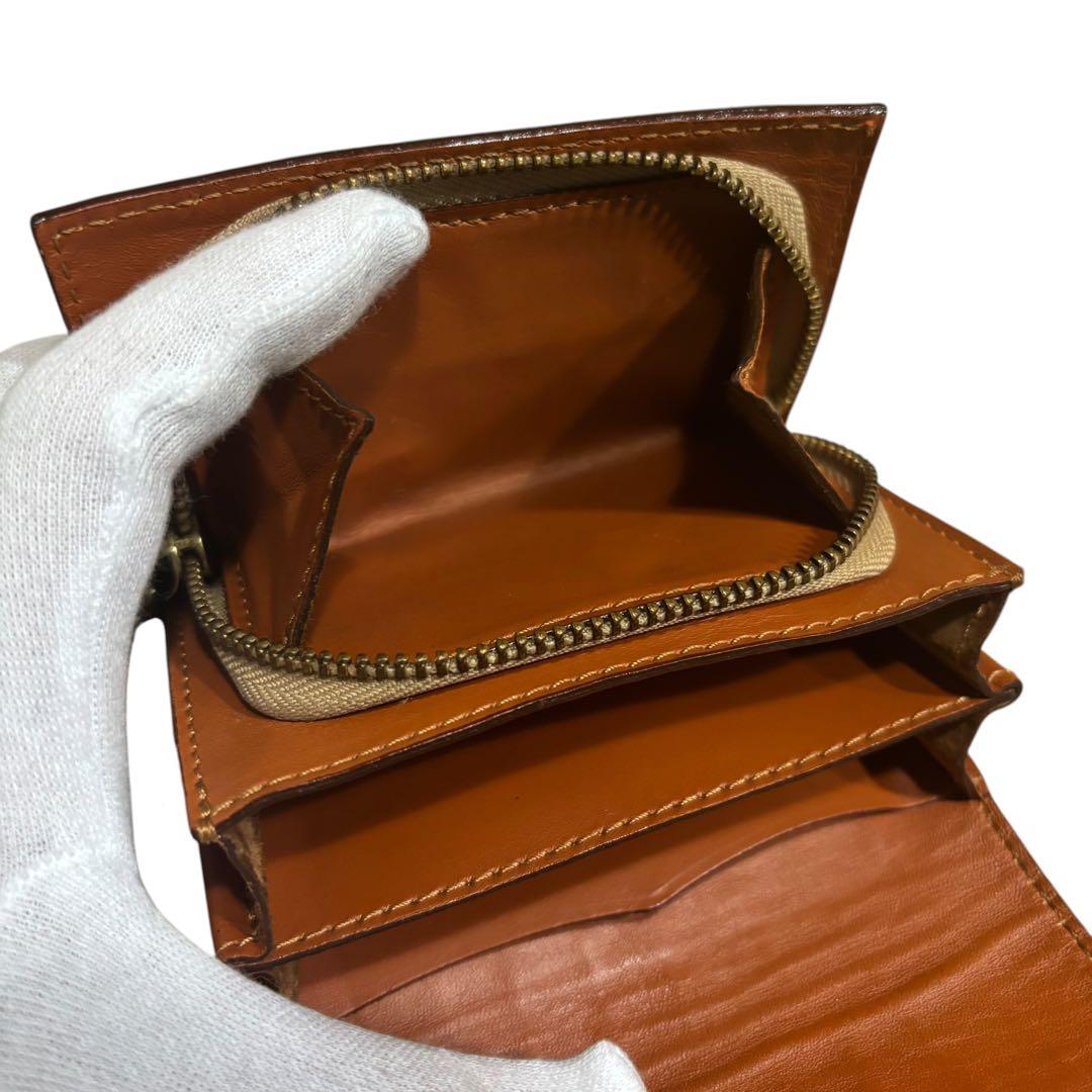 Felisi フェリージ　コンパクト財布　クロコダイル　型押し　オレンジ