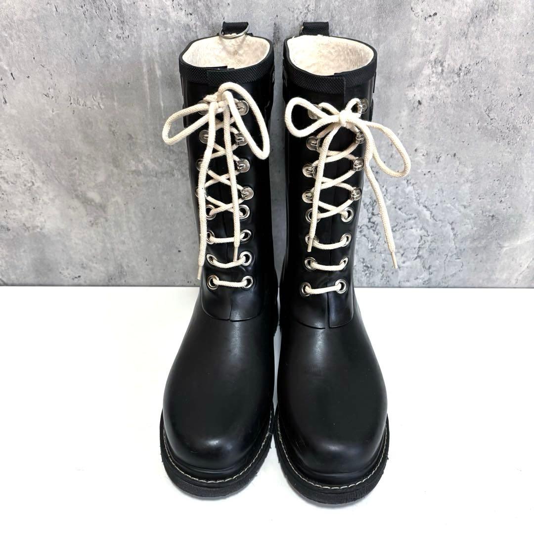 【ILSE JACOBSEN】ロングレインブーツ ブラック 38 レースアップ