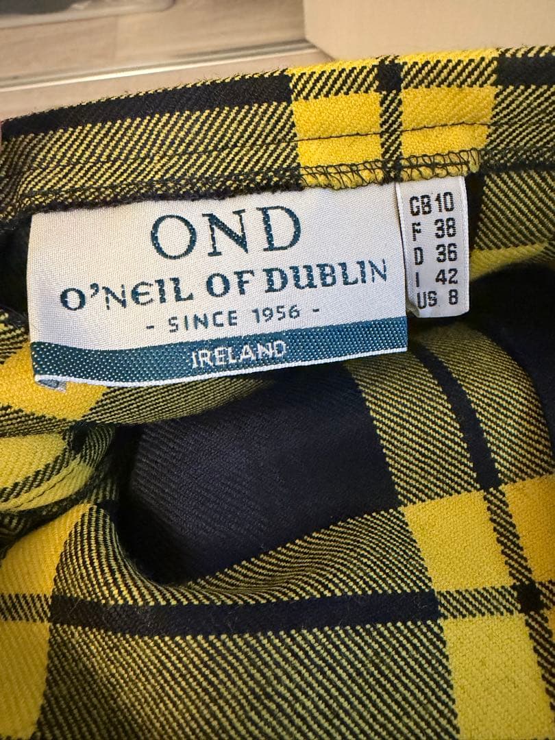ONEIL OF DUBLIN チェックプリーツラップロングスカート イエロー系