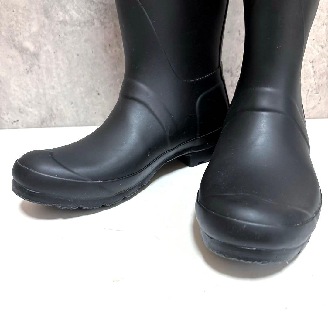 美品【HUNTER】ロング丈レインブーツ 長靴 ブラック 23.5cm UK4