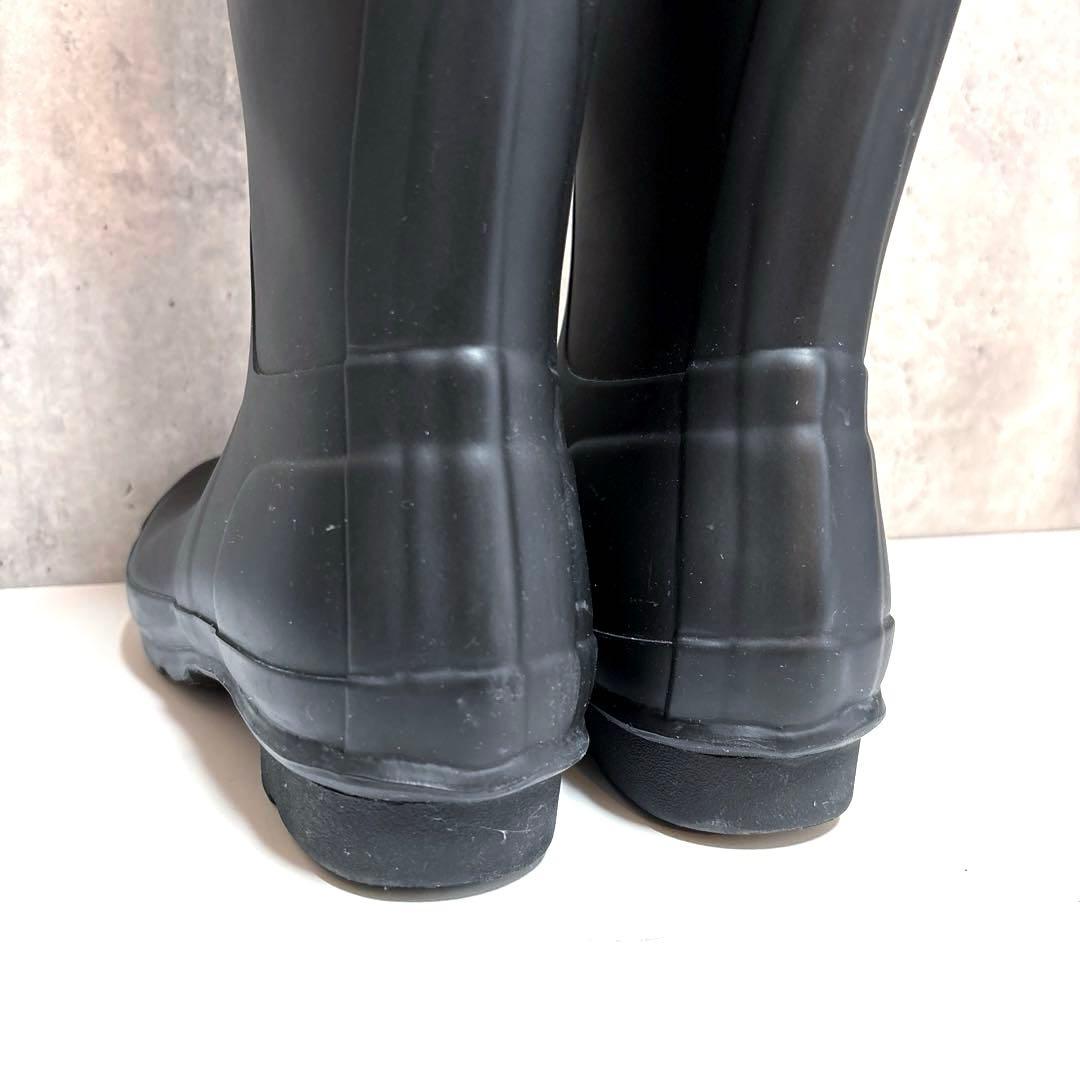 美品【HUNTER】ロング丈レインブーツ 長靴 ブラック 23.5cm UK4