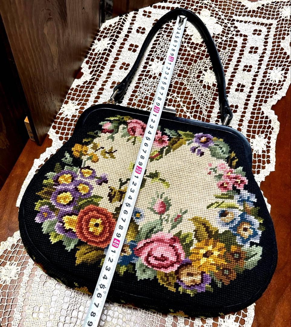 ローズ様　 ニードルポイント ハンドバッグ