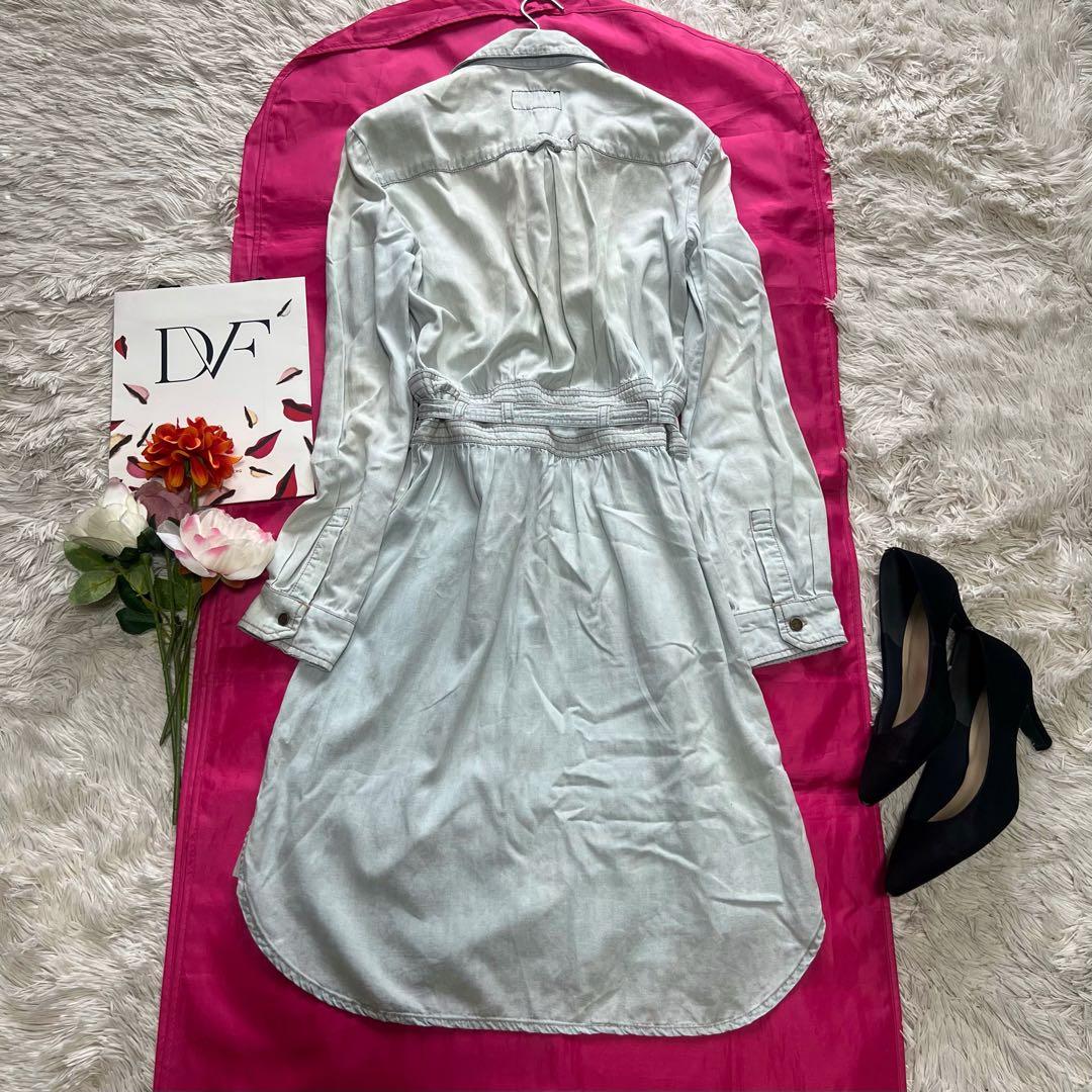 【良品】DIANEvonFURSTENBERG ラップワンピース デニム 2 M