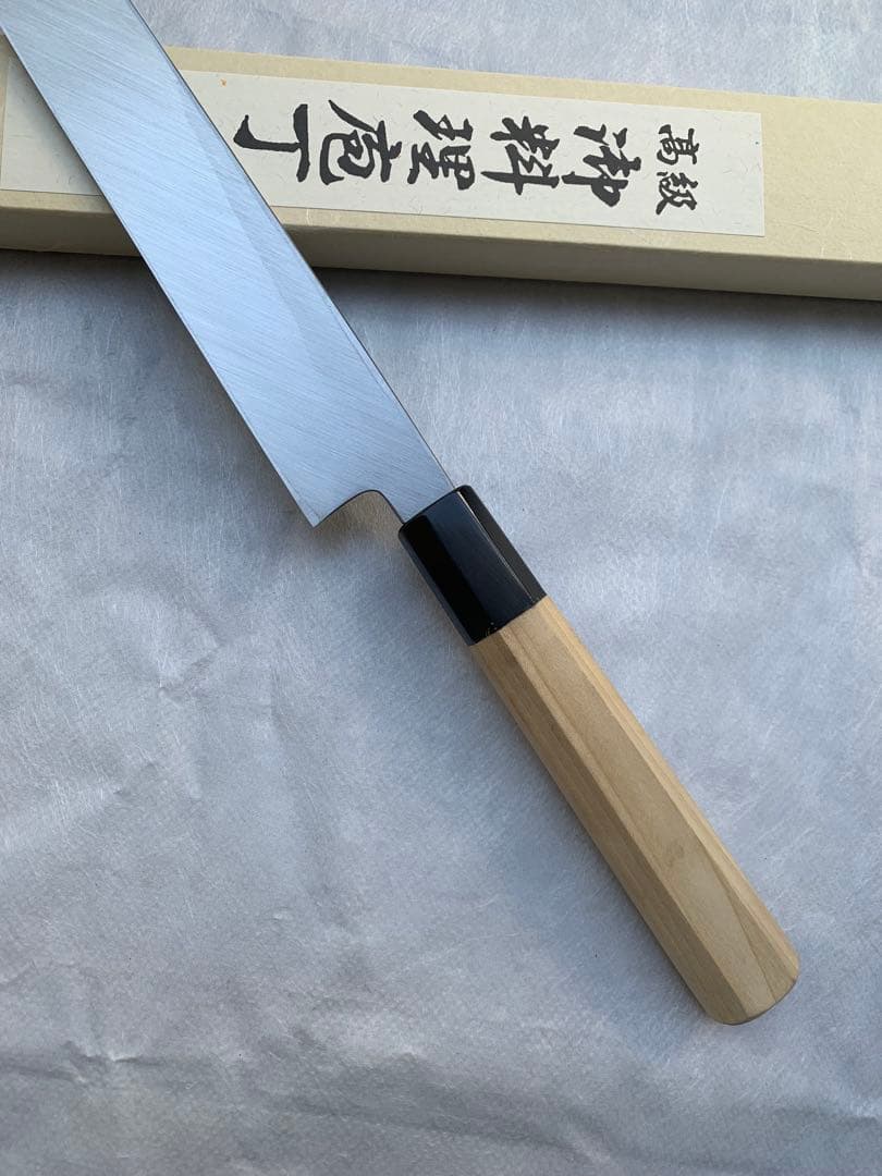 刺身 柳刃　包丁　安来白鋼　9寸　水牛八角柄