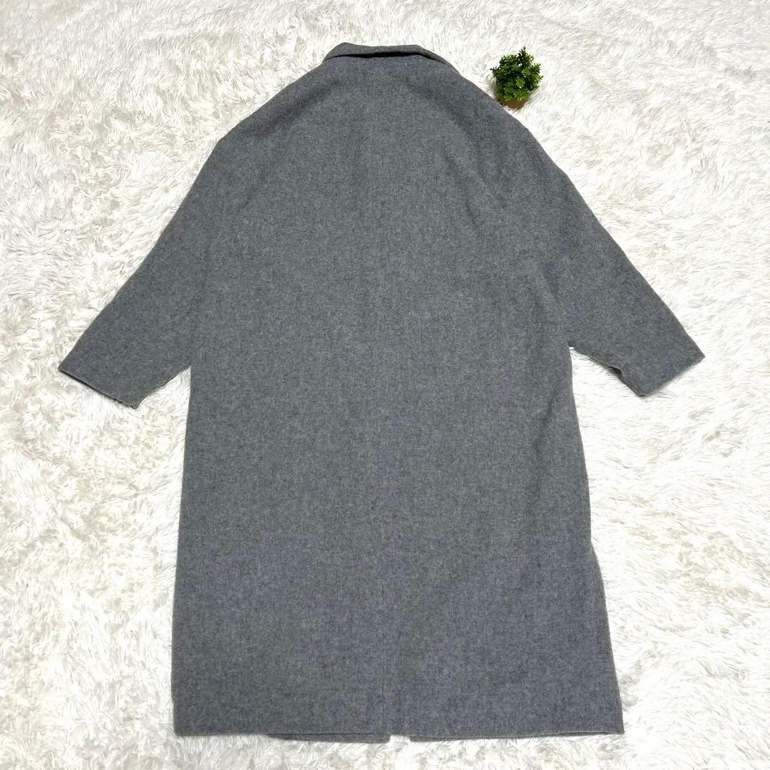 【ミズイロインド】新品　ロングコート（フリー）スタンドカラー　グレー
