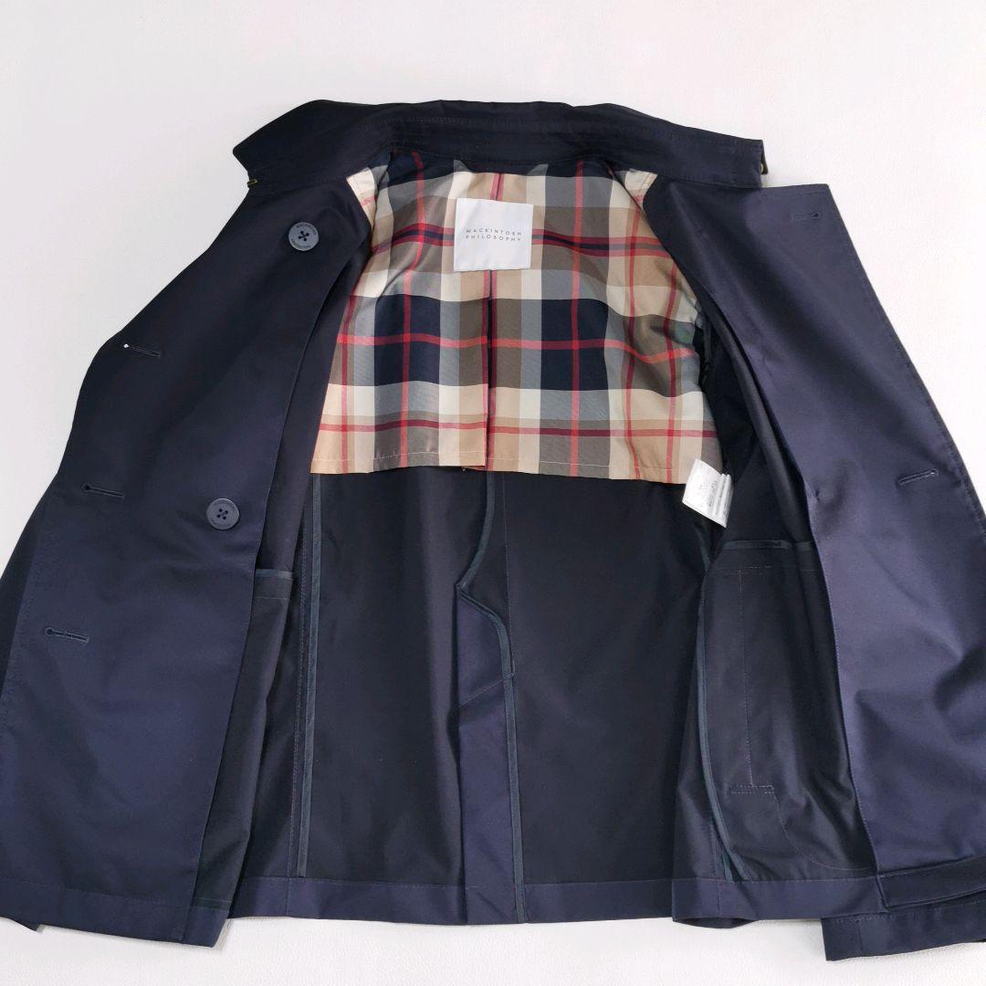 【美品✨】マッキントッシュフィロソフィー ショートトレンチコート チェック 紺色