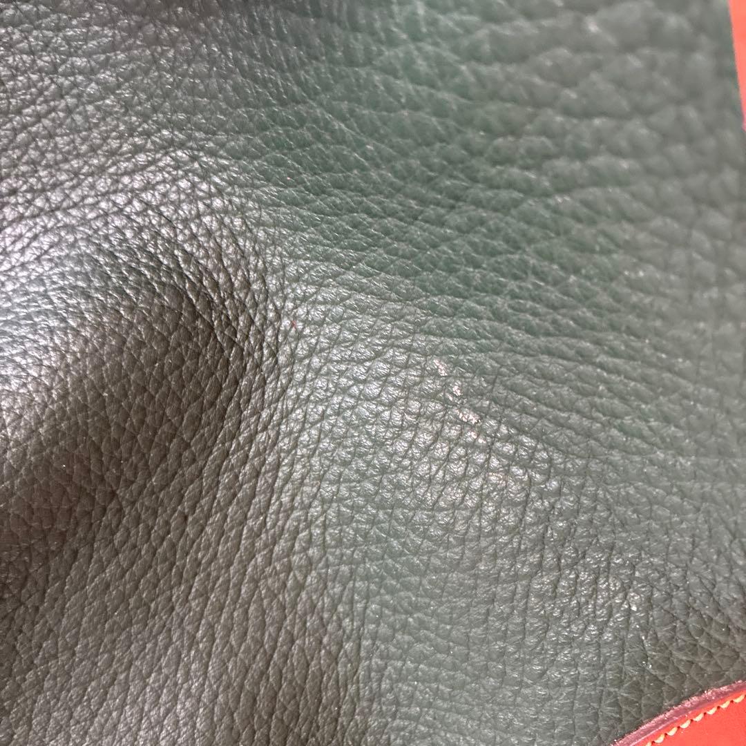 緑色レザー ボストンバッグ