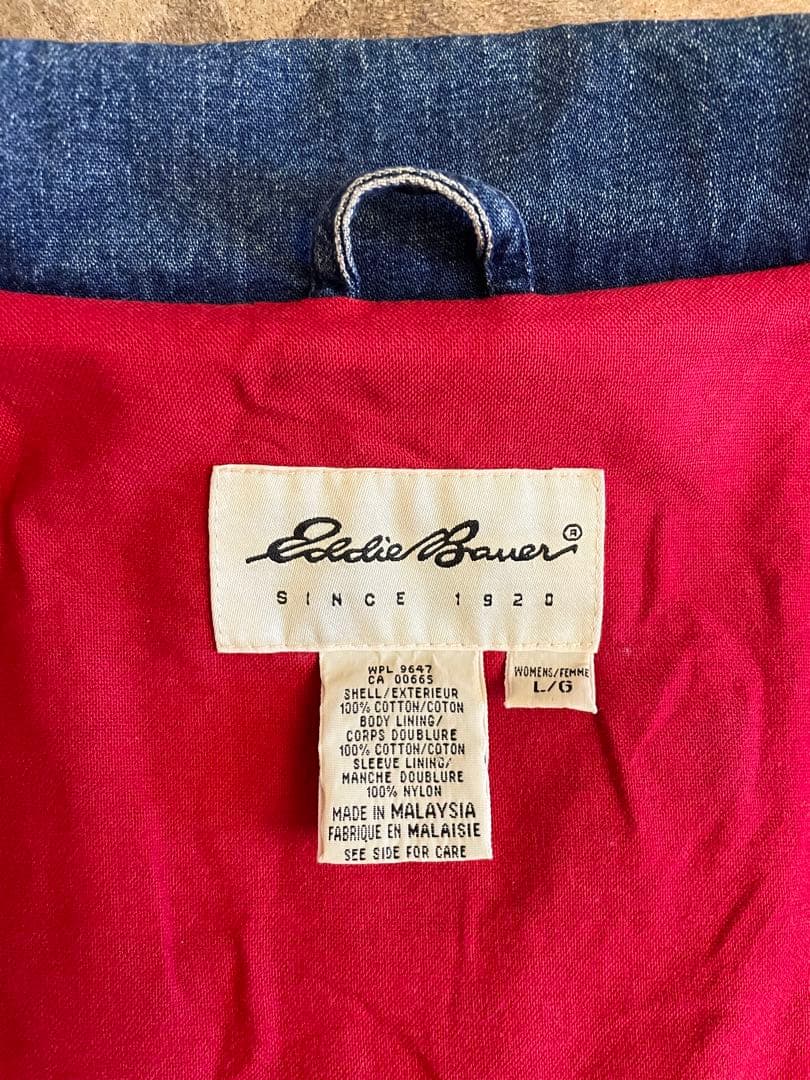 90s 白タグ Eddie Bauer エディーバウアー デニムカバーオール L