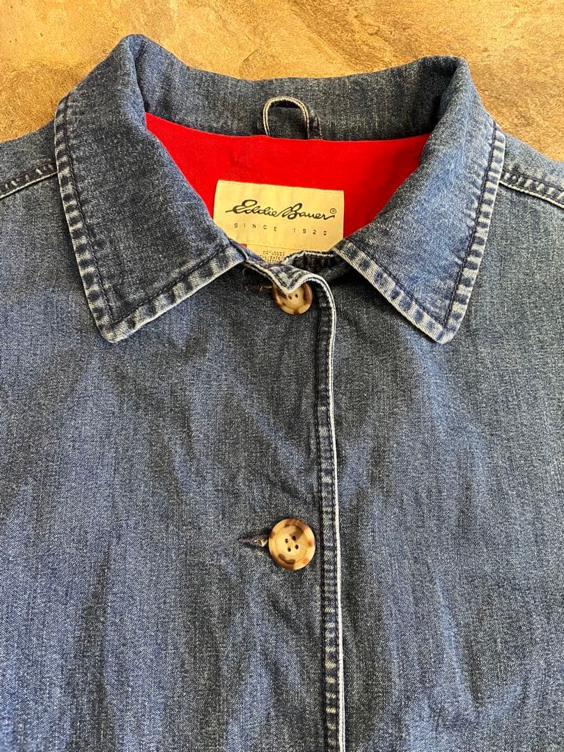 90s 白タグ Eddie Bauer エディーバウアー デニムカバーオール L