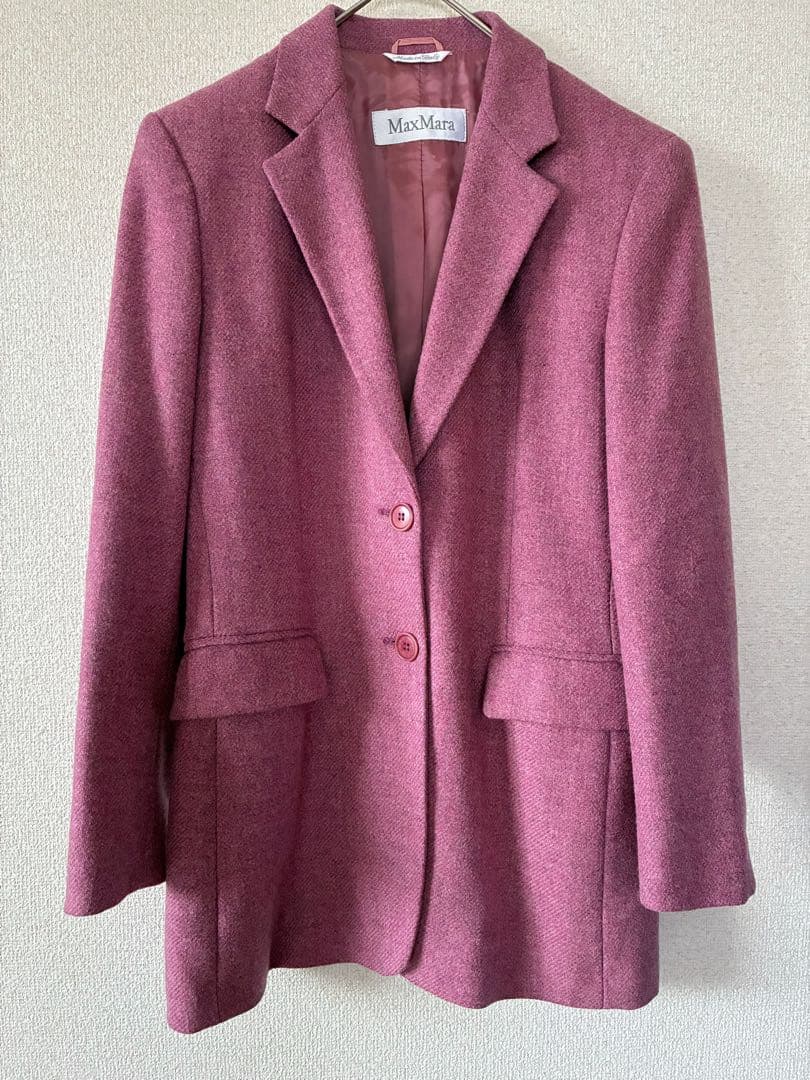美品　MaxMara バージンウール100%テーラードJKピンク40