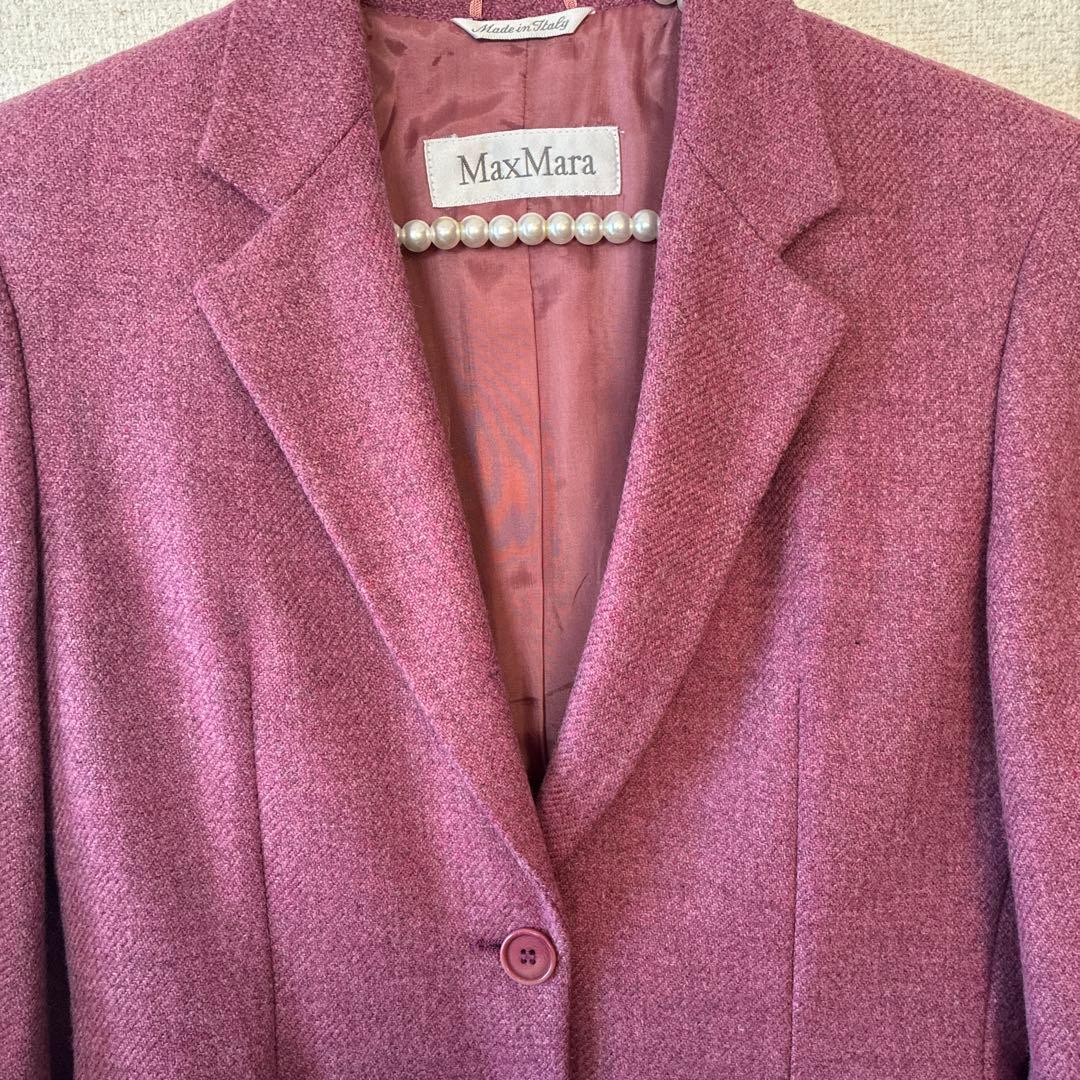 美品　MaxMara バージンウール100%テーラードJKピンク40