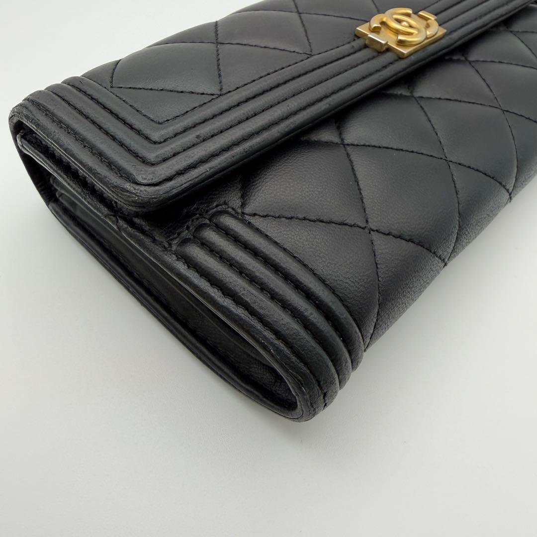 CHANEL シャネル 長財布￼ ボーイシャネル マトラッセ ゴールド金具 美品