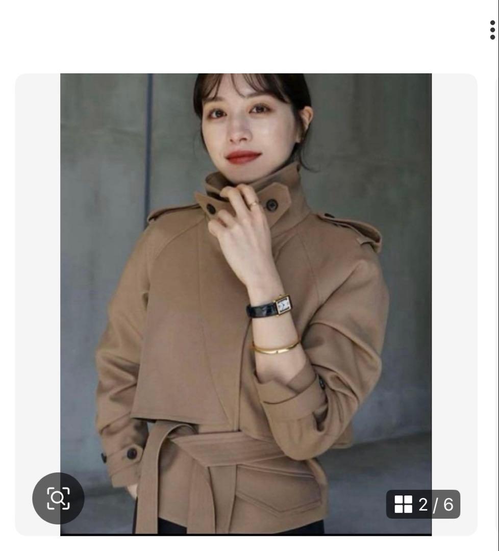 L’or Cropped Trench Jacket Black キャメル