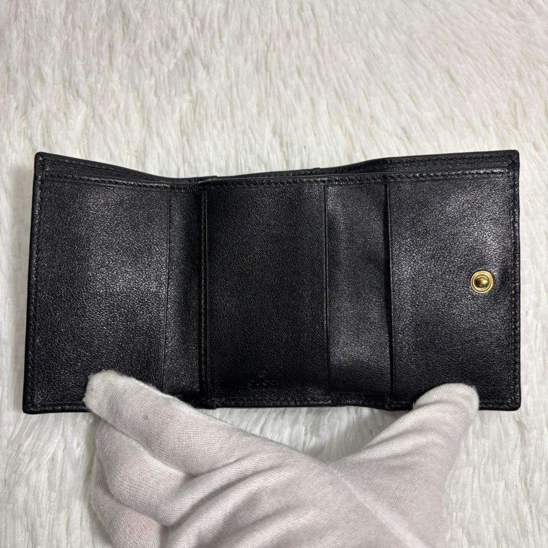 ✨極美品/付属品完備✨ グッチ 三つ折り財布 バンブー マーモント ダイアナ 黒