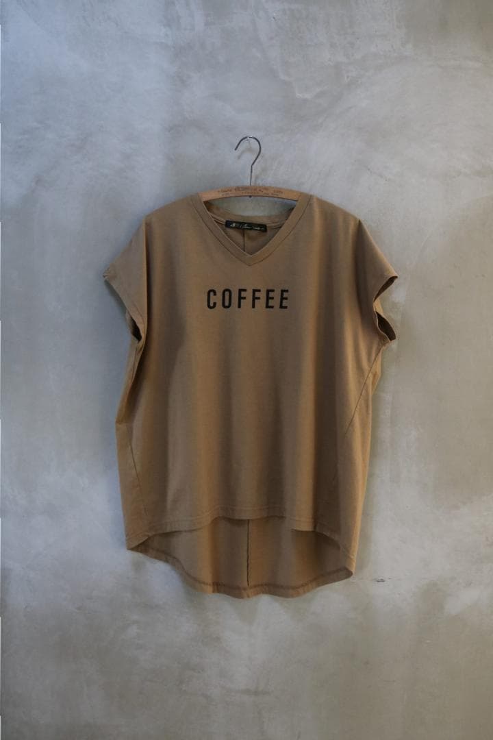 HUG O WaR COFFEE VネックTシャツ　カーキブラウン　ハグオーワー