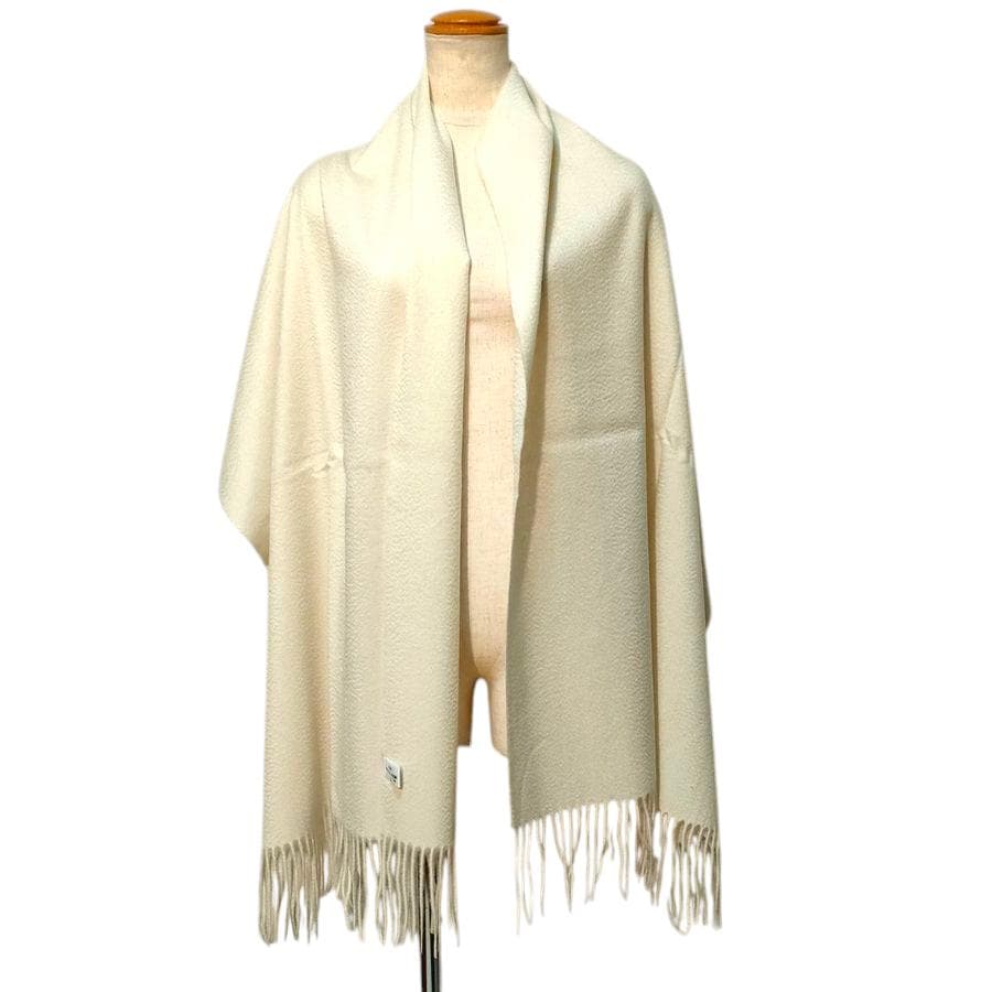 残り僅か大幅値下60㎝×190大判無染色 100% カシミヤストールWHT 新品