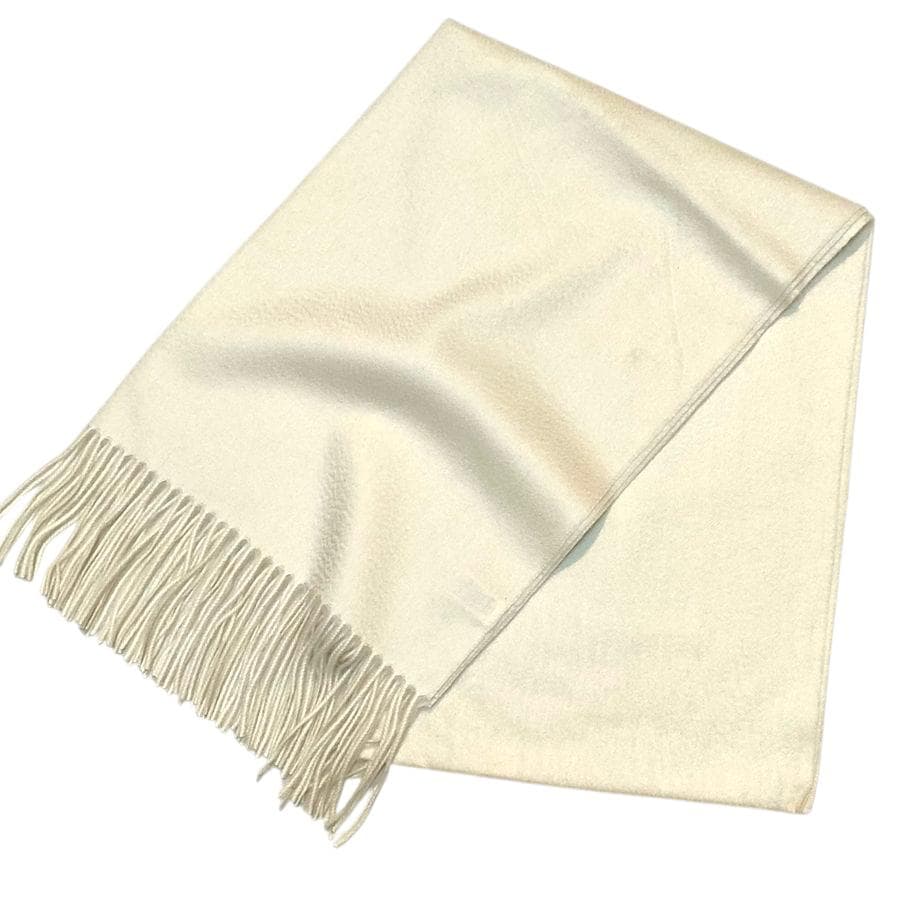 残り僅か大幅値下60㎝×190大判無染色 100% カシミヤストールWHT 新品