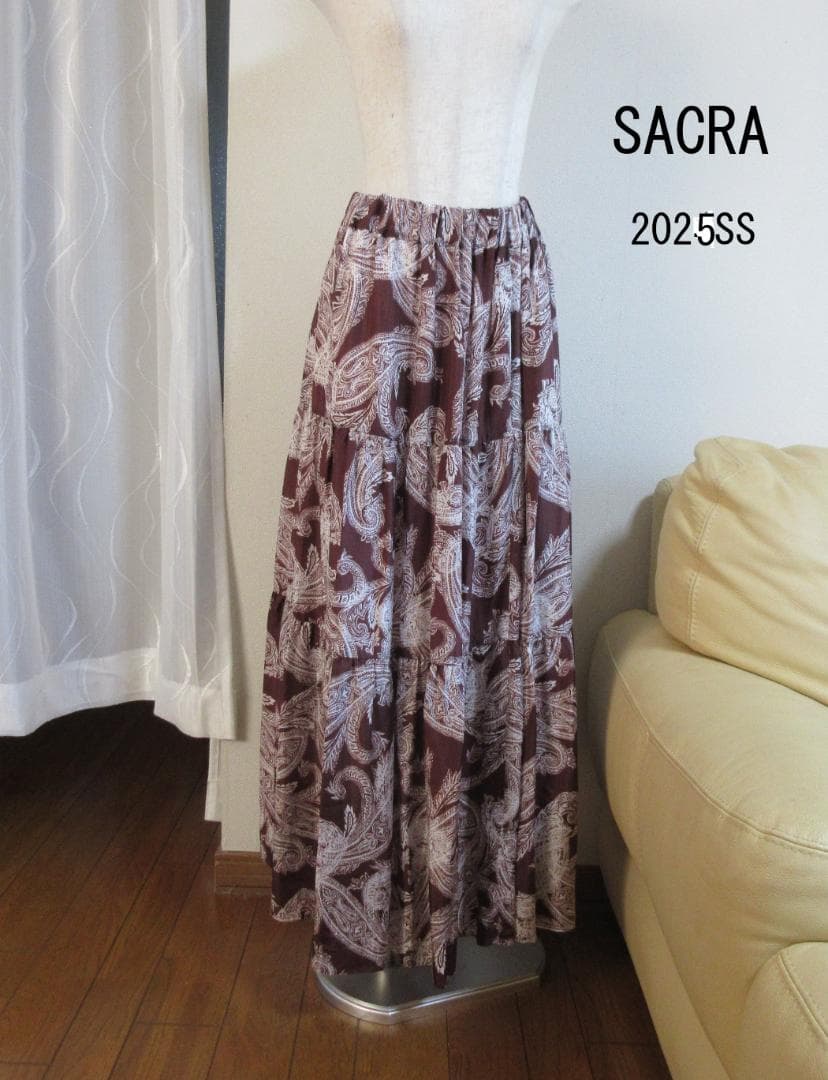 SACRA ペイズリー柄ロングフレアスカート 2025SS 現行品