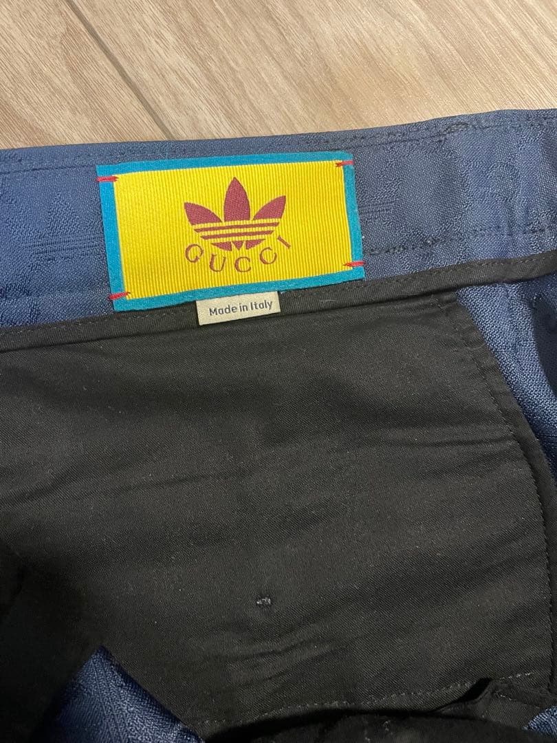 GUCCI x ADIDAS ネイビー ストライプパンツ 50 メンズ