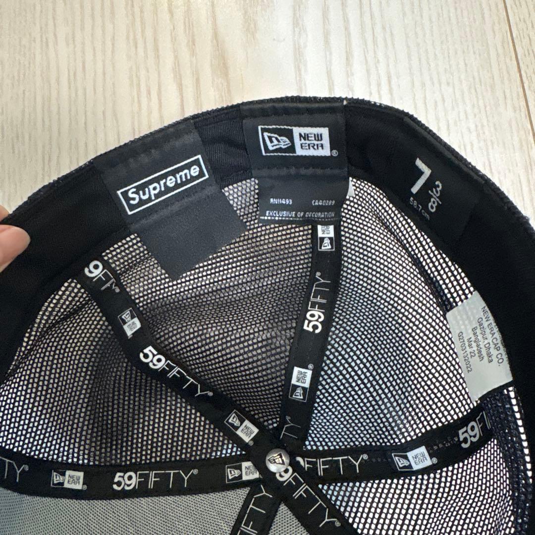 【超美品！！】supreme ニューエラ　メッシュキャップ　ネイビー