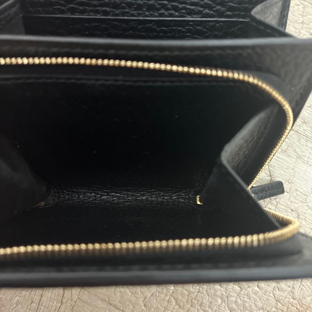 GUCCI 二つ折り財布 黒 ベージュ マーモント