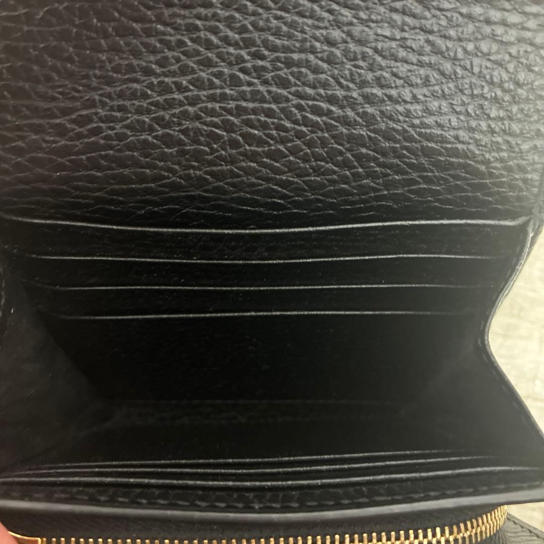 GUCCI 二つ折り財布 黒 ベージュ マーモント