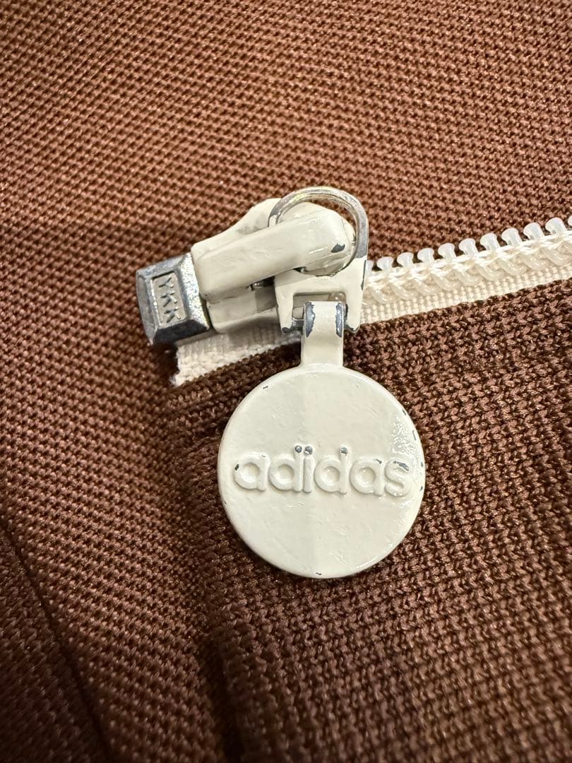 adidas 90s トラックジャケット ブラウン M 刺繍ロゴ ジャージ 古着