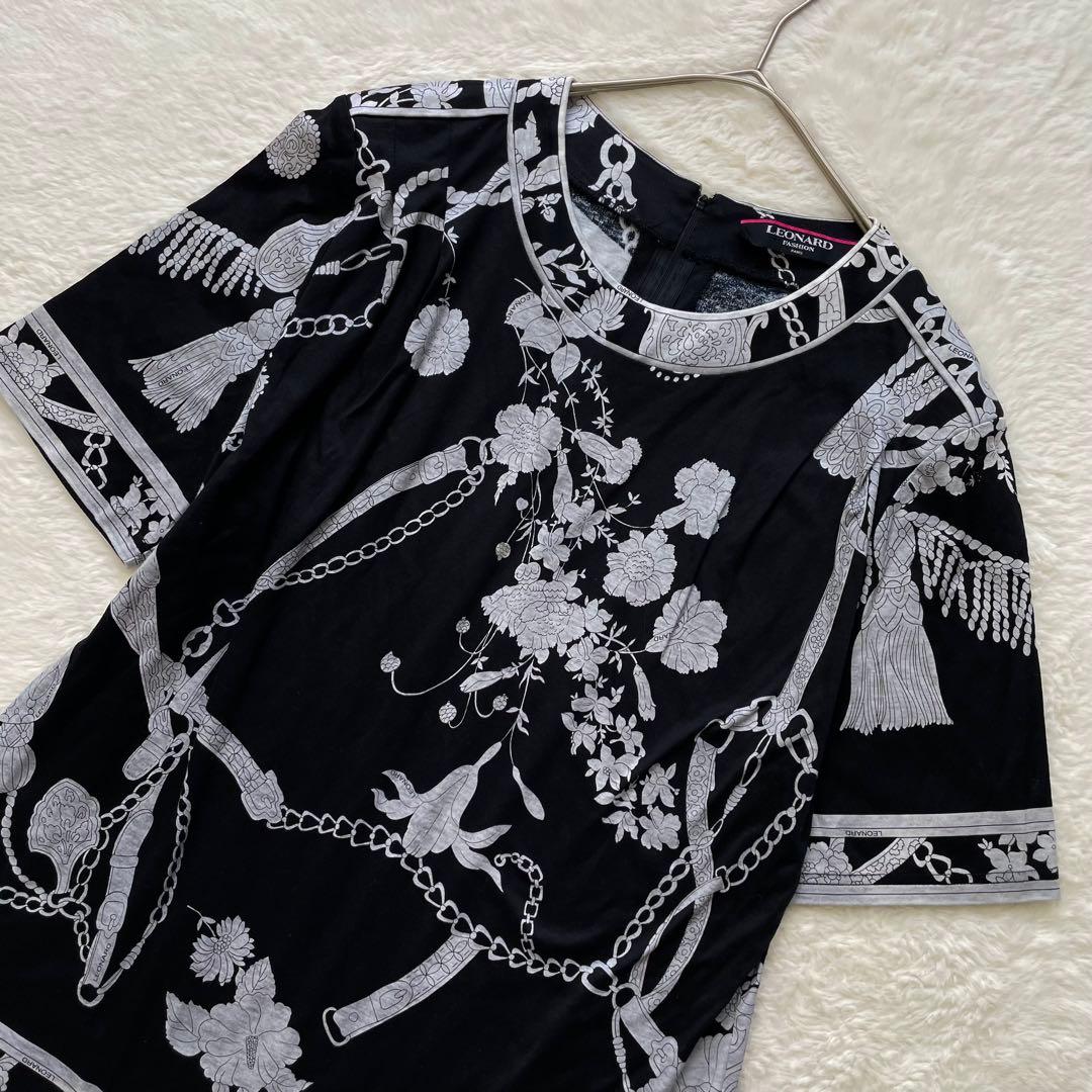 LEONARD フラワー柄 Tシャツ L ブラック