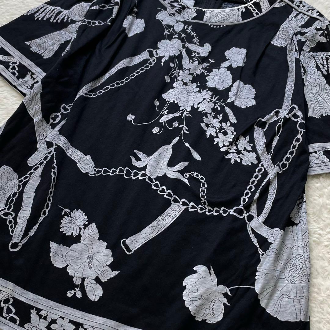 LEONARD フラワー柄 Tシャツ L ブラック