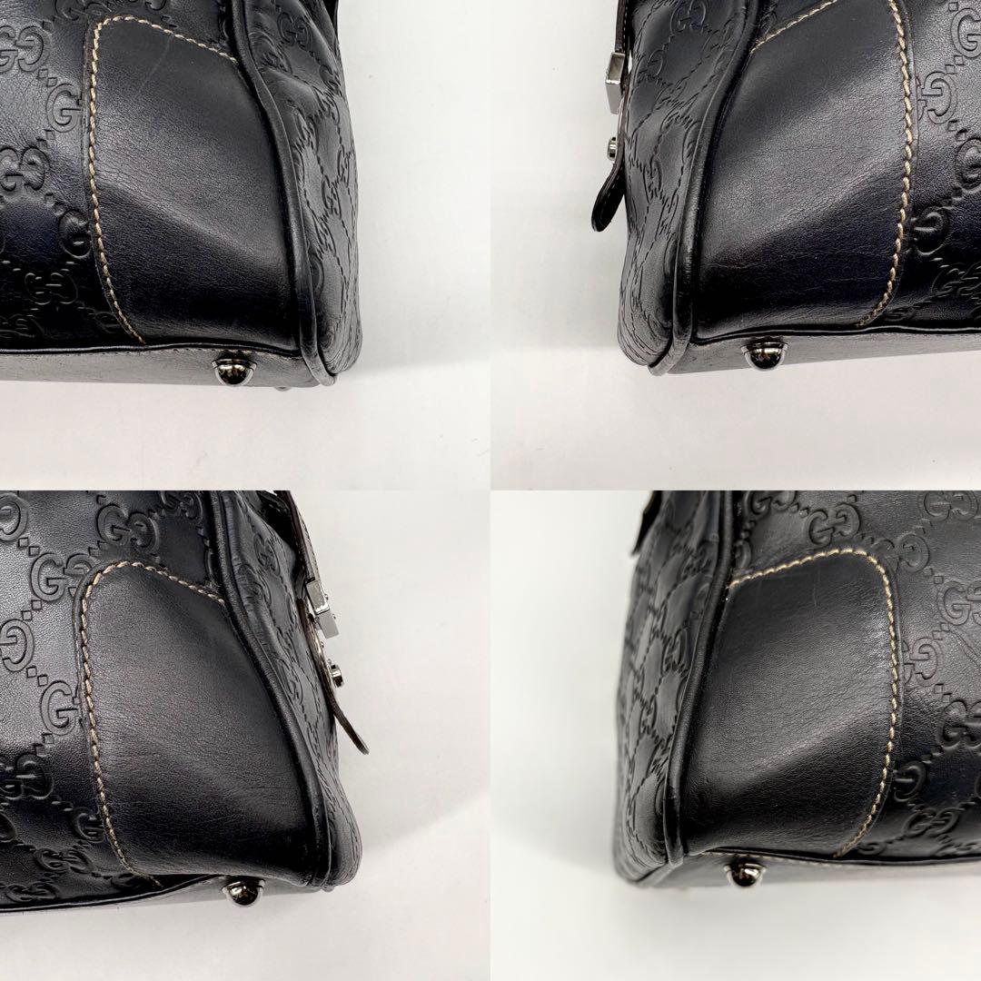 【極美品】グッチ シマレザー ボストンバッグ レザー 大容量 ブラック 黒