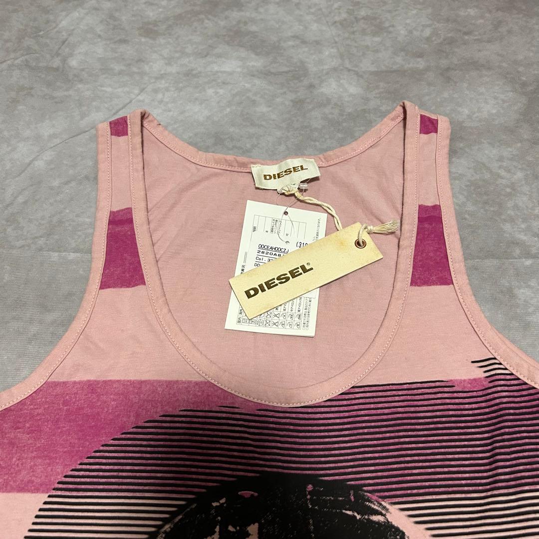 トップス 00s DIESEL border art tank top y2k punk