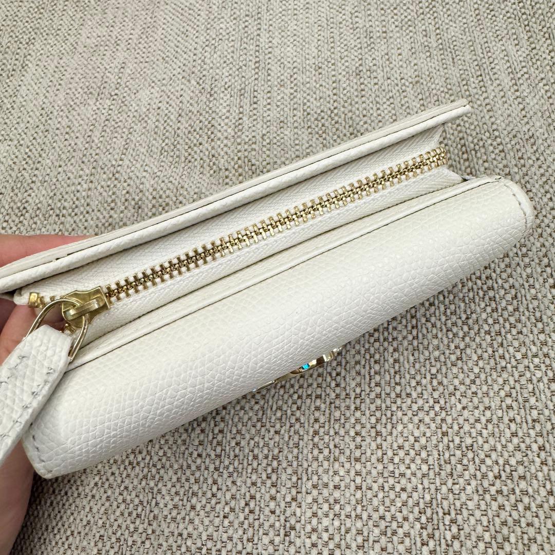 美品 アニエスベー ウォレット 財布 三つ折り財布 ホワイト agnes b.