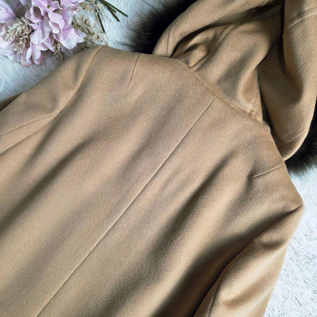 美品 23区 LoroPiana ウール フーデットコート ファー M ベージュ