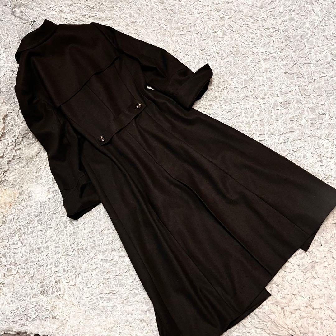 美品【レリアンLeilian】アンゴラ 混 ロングコート 焦げ茶 ブラウン