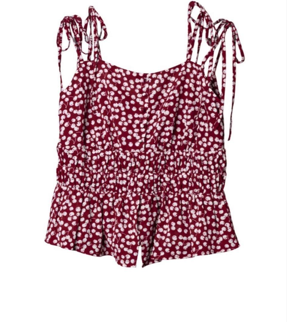 【13日まで値下げCherry Pattern Strap Top cherry
