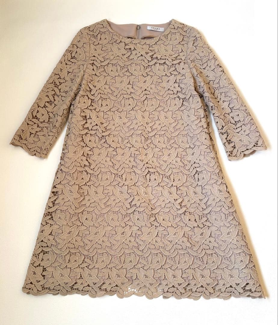 ADORE アドーア 花柄 レース ワンピース ベージュ 38