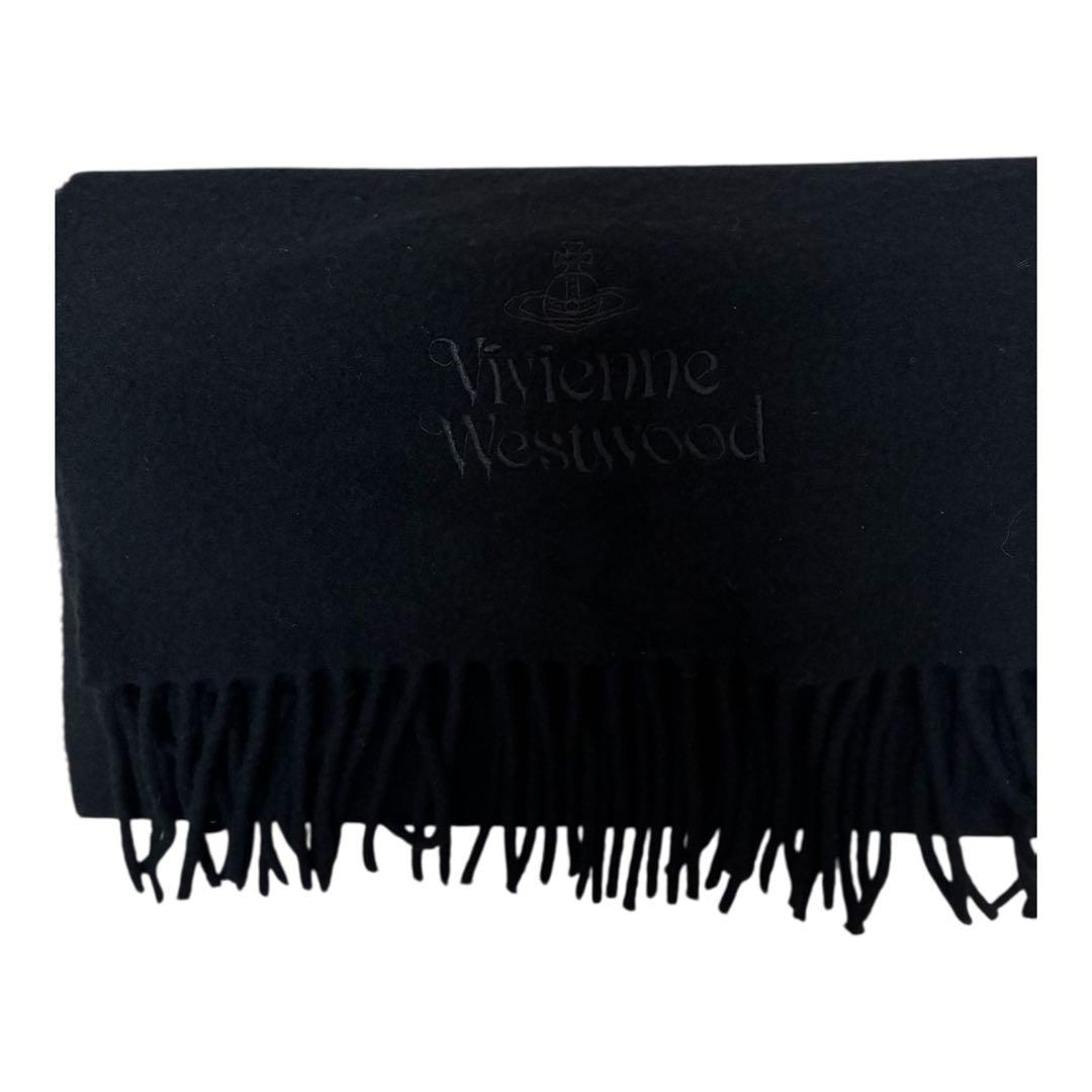 【美品】Vivienne Westwood ブラックマフラー ウール100%