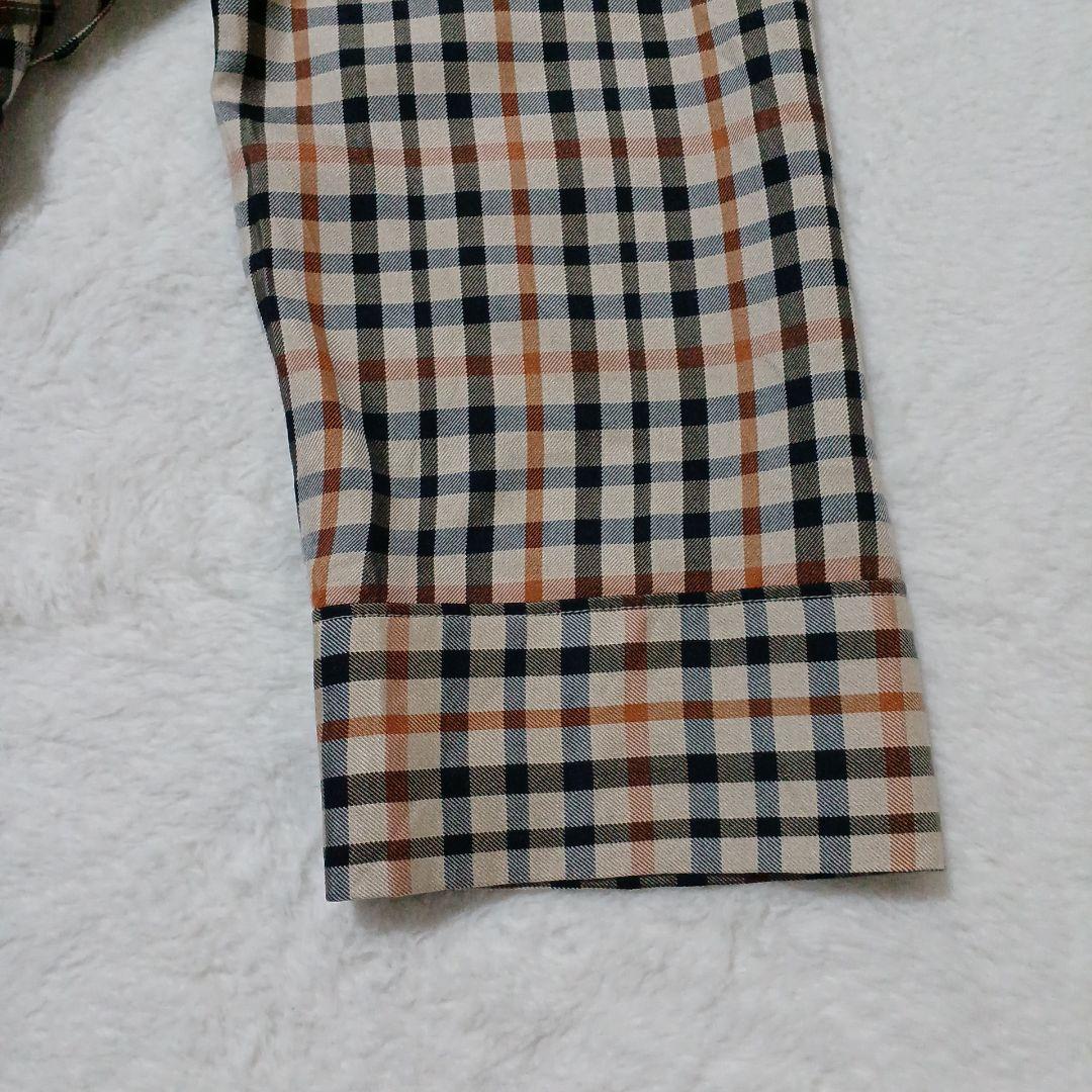希少✨ダックス ロングコート シルク100% ハウスチェック　ベージュ　ベルト付