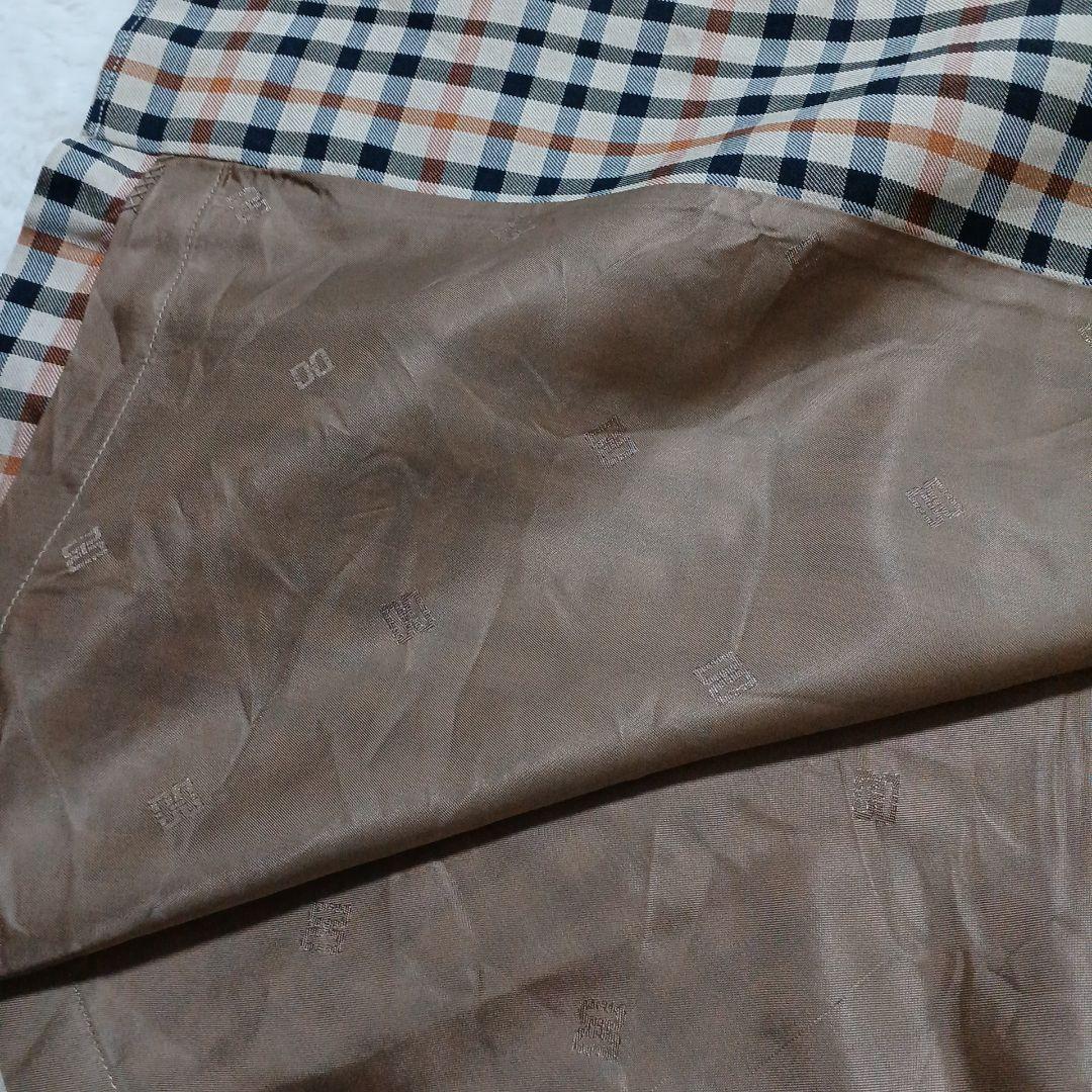 希少✨ダックス ロングコート シルク100% ハウスチェック　ベージュ　ベルト付