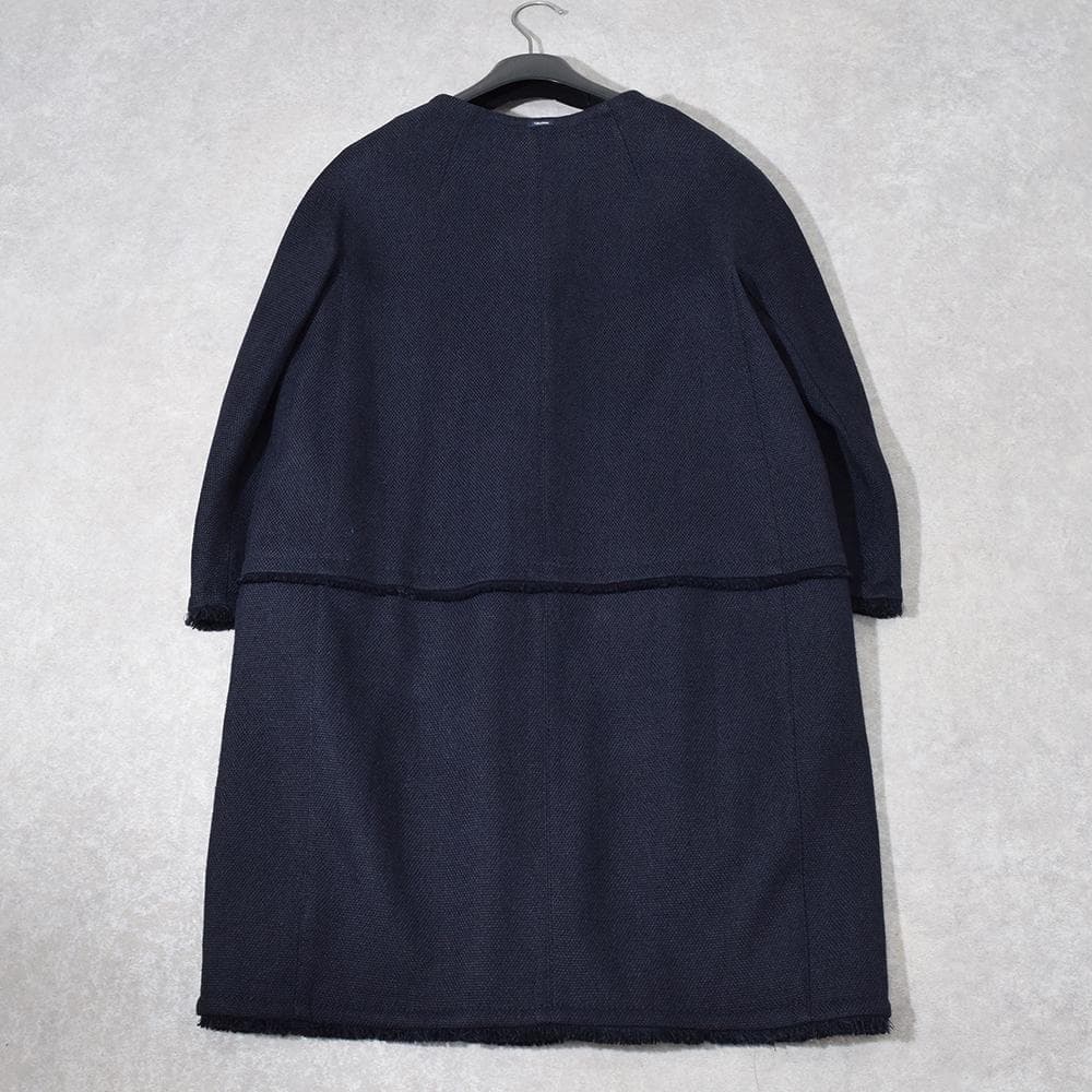春夏 'S Max Mara リネン ノーカラーコート 40 ネイビー 7分袖